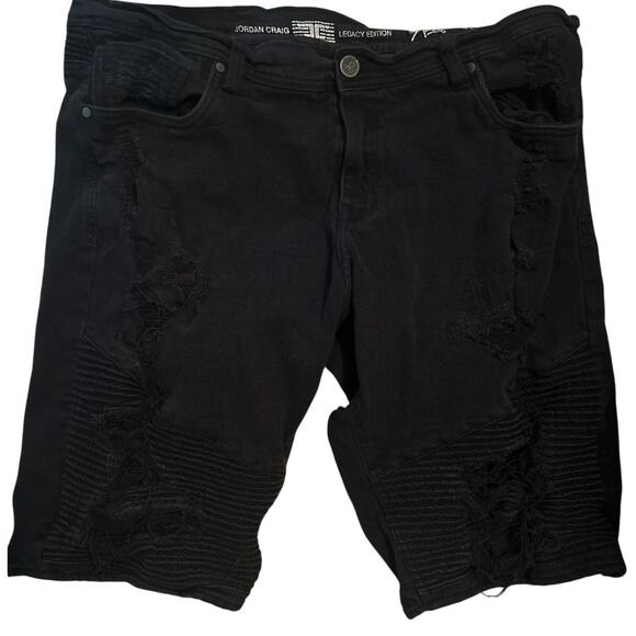 GUC Jordan Craig Legacy Edition Black Denim Distressed Shorts Aaron Size 40 - Picture 1 of 9